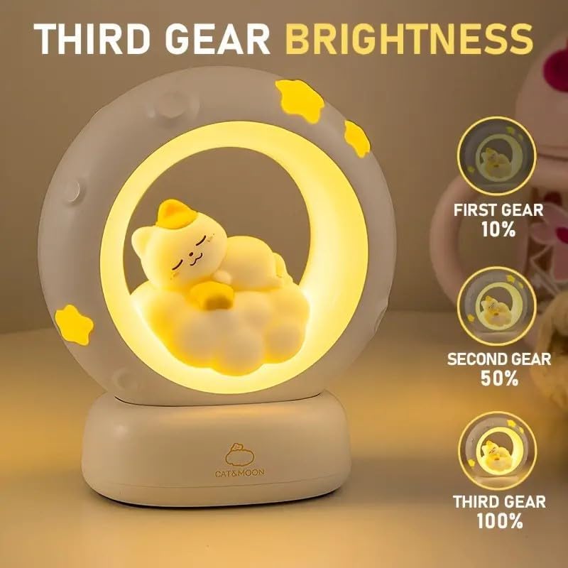 Sleeping Cat LED Night Light Lamp with Touch Control