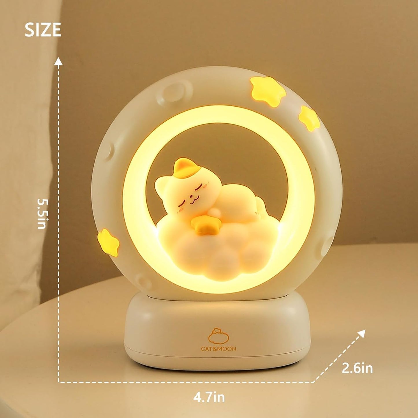 Sleeping Cat LED Night Light Lamp with Touch Control