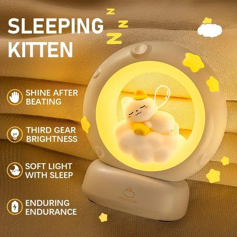 Sleeping Cat LED Night Light Lamp with Touch Control